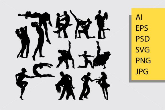 Happy dance silhouette