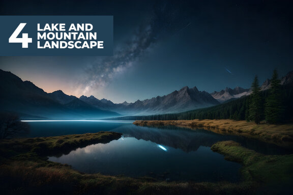4 Lake and Mountain Landscape Stock Images