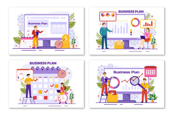 12 Business Plan FREE Vector Illustrations