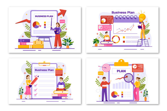 12 Business Plan FREE Vector Illustrations