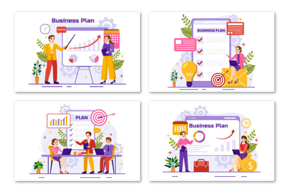 12 Business Plan FREE Vector Illustrations