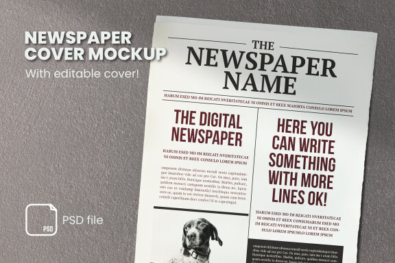 Newspaper with Editable Cover Mockup
