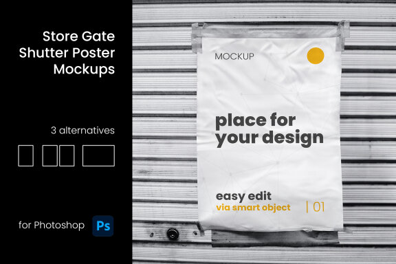 Store Gate Shutter Poster Mockups