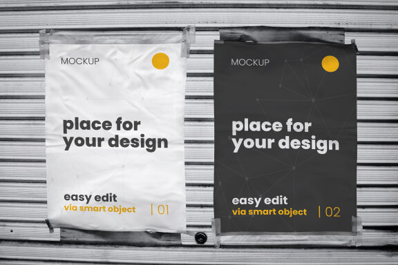 Store Gate Shutter Poster Mockups