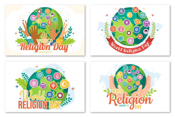 12 World Religion Day Illustration