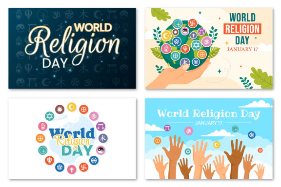 12 World Religion Day Illustration