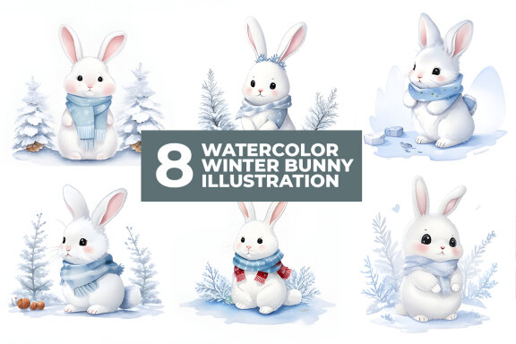 8 Bunny Winter Stock Images