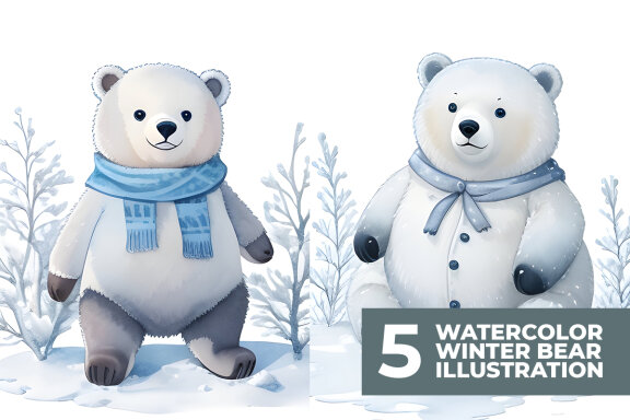 5 Bear Winter Stock Images