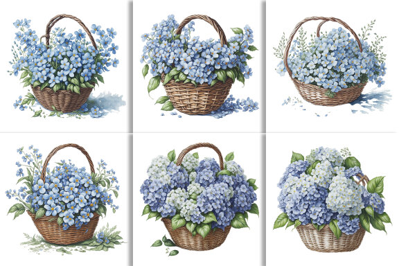 Watercolor Floral Flower Basket Design