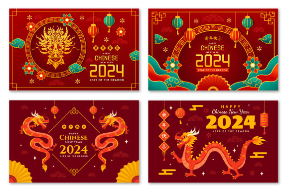 Happy Chinese New Year 2024 Stock Illustrations – 13,171 Happy