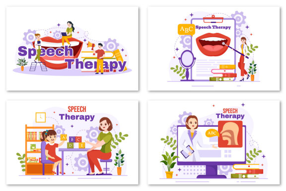12 Speech Therapy Vector Illustration