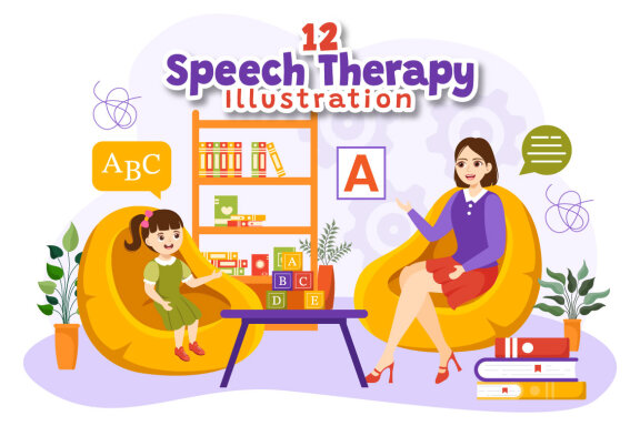 12 Speech Therapy Vector Illustration