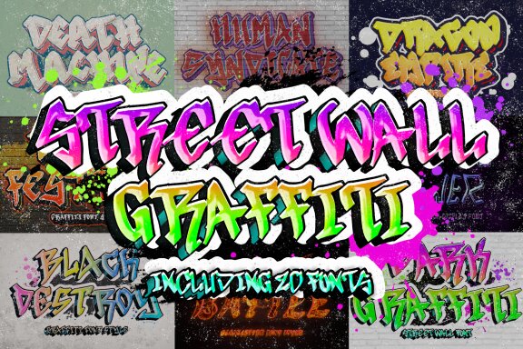 Street Wall Graffiti Font Bundle - 20 Fonts