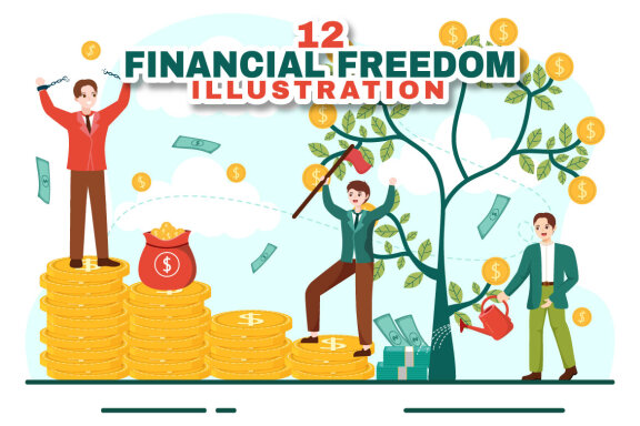 12 Financial Freedom Vector Illustration