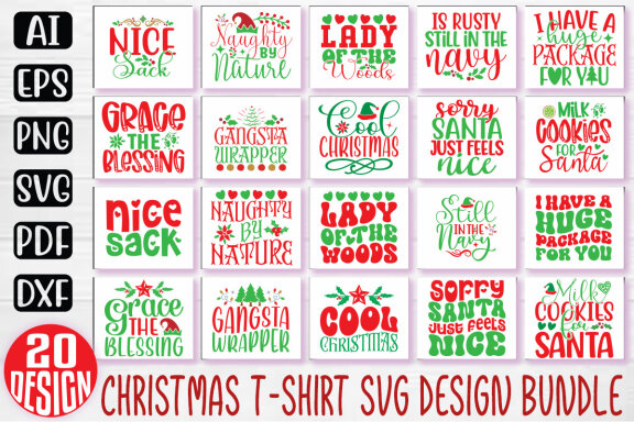 Christmas T-shirt And SVG design bundle