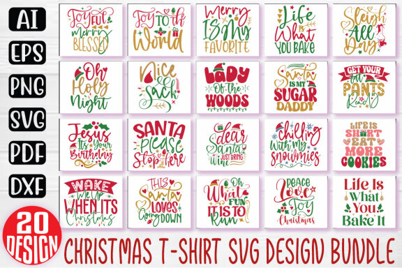 Christmas SVG And T-shirt Design Bundle, Christmas Quotes SVG Design T-shirt Bundle, Vector Editable Files, can you download this Design Bundle