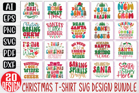 Christmas SVG And T-shirt Design Bundle, Christmas Quotes SVG Design T-shirt Bundle, Vector Editable Files, can you download this Design Bundle