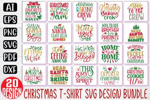 Christmas SVG And T-shirt Design Bundle, Christmas Quotes SVG Design T-shirt Bundle, Vector Editable Files, can you download this Design Bundle