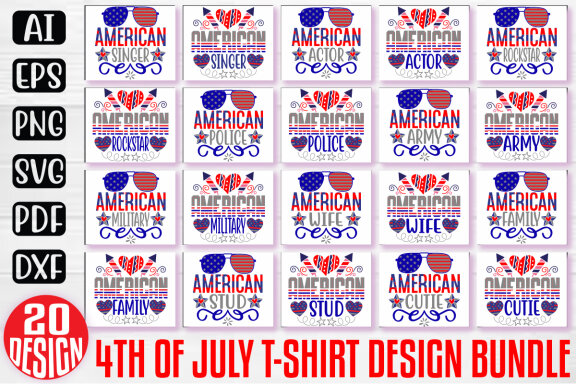 Happy 4th Of July SVG And T-shirt Design Bundle, 4th Of July Quotes SVG Design T-shirt Bundle, Vector Editable Files, can you download this Design Bundle