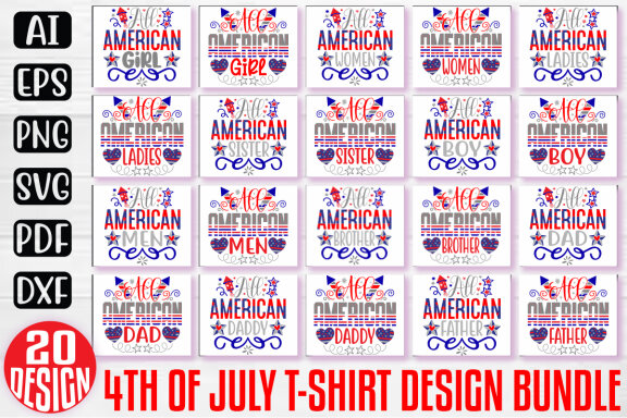 Happy 4th Of July SVG And T-shirt Design Bundle, 4th Of July Quotes SVG Design T-shirt Bundle, Vector Editable Files, can you download this Design Bundle