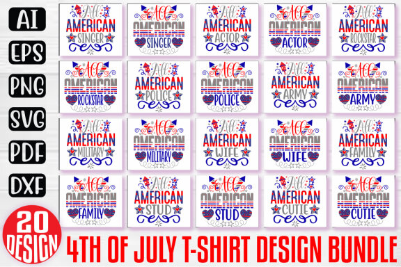 Happy 4th Of July SVG And T-shirt Design Bundle, 4th Of July Quotes SVG Design T-shirt Bundle, Vector Editable Files, can you download this Design Bundle