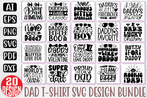 Happy Father's Day SVG And T-shirt Design Bundle. Dad SVG And T-shirt Design Bundle, Dad Daddy Papa Father SVG Quote T-shirt Design Bundle. Motivational SVG And T-shirt Design Bundle Vector EPS Editable Files