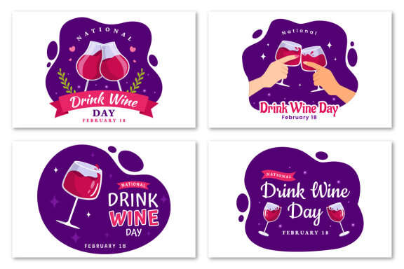 13 National Drink Wine Day Illustration