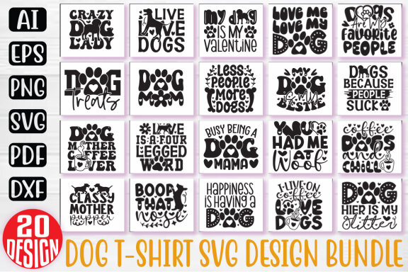 Dog SVG And T-shirt Design Bundle. Doggy Mom Mommy Mama SVG And T-shirt Design Bundle, Dog Daddy Papa Father SVG Quote T-shirt Design Bundle.