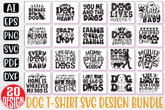 Dog SVG And T-shirt Design Bundle. Doggy Mom Mommy Mama SVG And T-shirt Design Bundle, Dog Daddy Papa Father SVG Quote T-shirt Design Bundle.