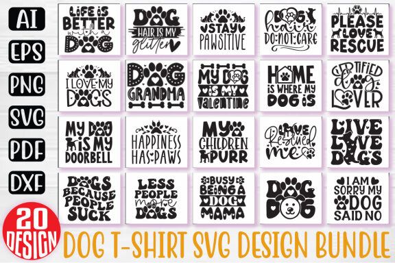 Dog SVG And T-shirt Design Bundle. Doggy Mom Mommy Mama SVG And T-shirt Design Bundle, Dog Daddy Papa Father SVG Quote T-shirt Design Bundle.
