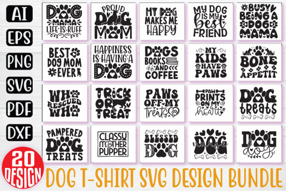 Dog SVG And T-shirt Design Bundle. Doggy Mom Mommy Mama SVG And T-shirt Design Bundle, Dog Daddy Papa Father SVG Quote T-shirt Design Bundle.
