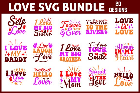 Love svg and t-shirt design bundle