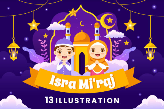 13 Isra Mi'raj Vector Illustration