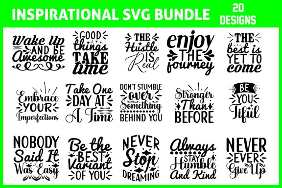 Inspirational svg and t-shirt design bundle