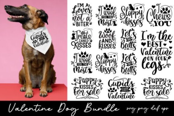 Valentine Dog Bundle, Dog Valentine SVG