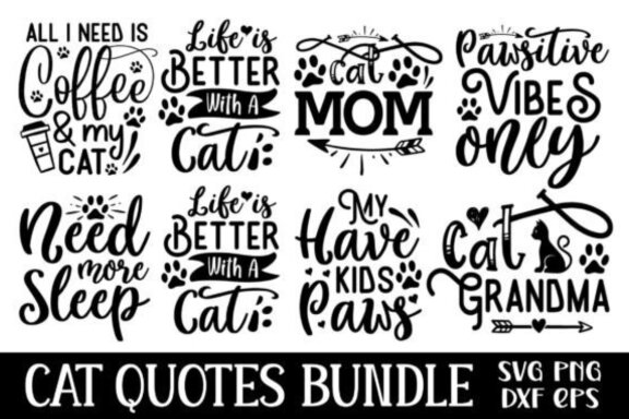 Cat Quotes Svg Bundle, Cat Mom, Mom Svg