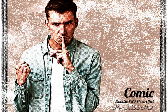 Vintage Comic art photo effect Template