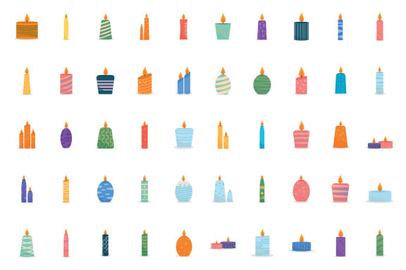 collection of burning candles vector elements