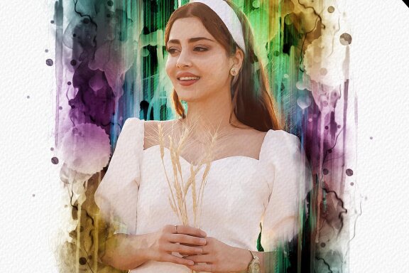 Digital Watercolor Art Photo Template