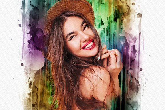 Digital Watercolor Art Photo Template