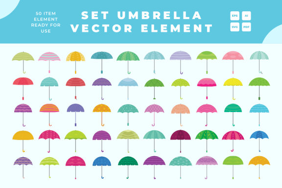collection of umbrella vector element