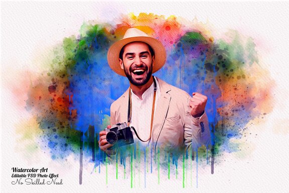 Unique Watercolor Effect Photo Template
