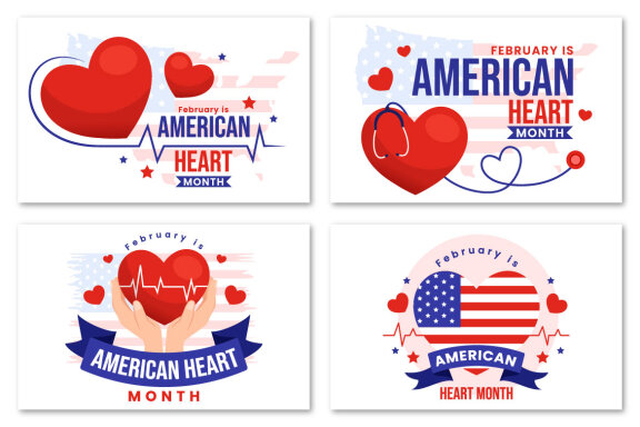 16 February is American Heart Month Illustration