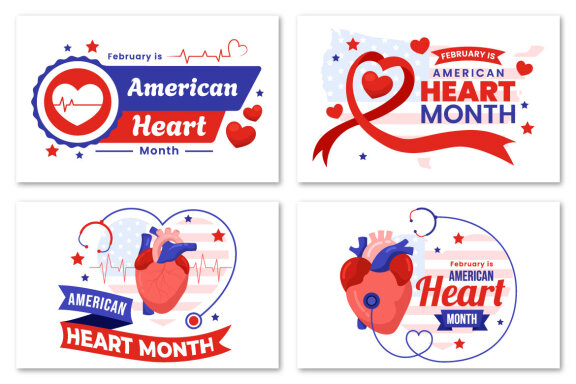 16 February is American Heart Month Illustration