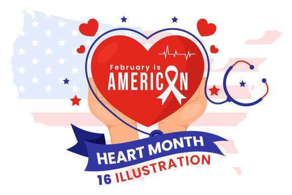 16 February is American Heart Month Illustration