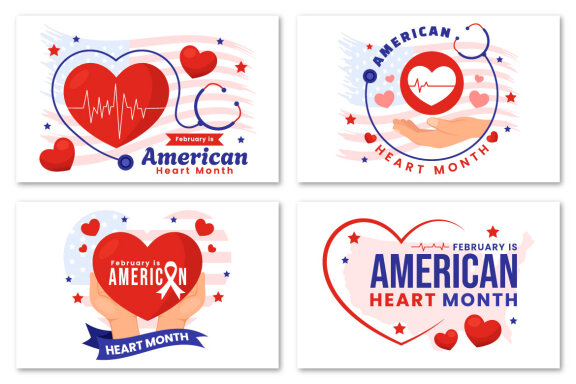 16 February is American Heart Month Illustration