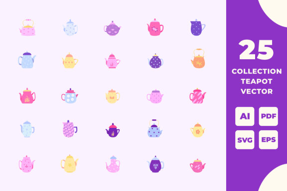 The collection of teapot vector element
