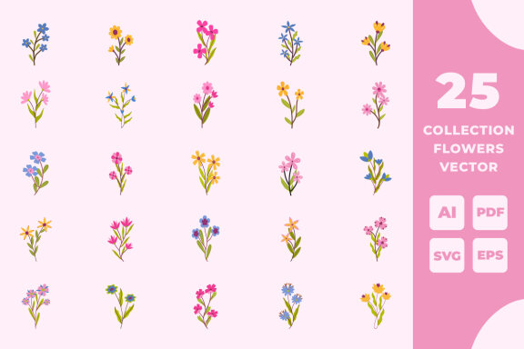 The collection of cute flower vector element