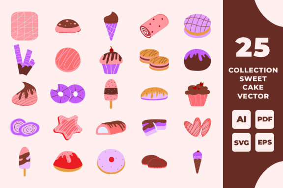 The collection of sweet cake vector element