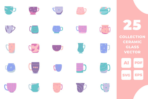 The collection of ceramic glass vector element